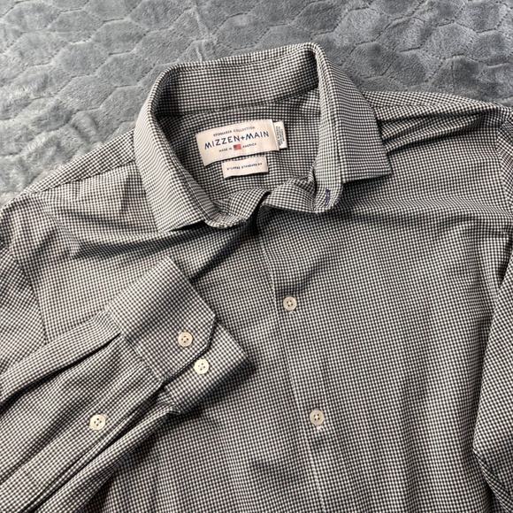 Mizzen+Main Other - Mizzen+Main Spinnaker Performance Shirt Mens XL Standard Fit Gingham Black White